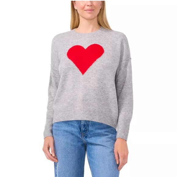 NWT Vince Camuto Light Grey Sweater with Red Heart - Picture 12 of 12